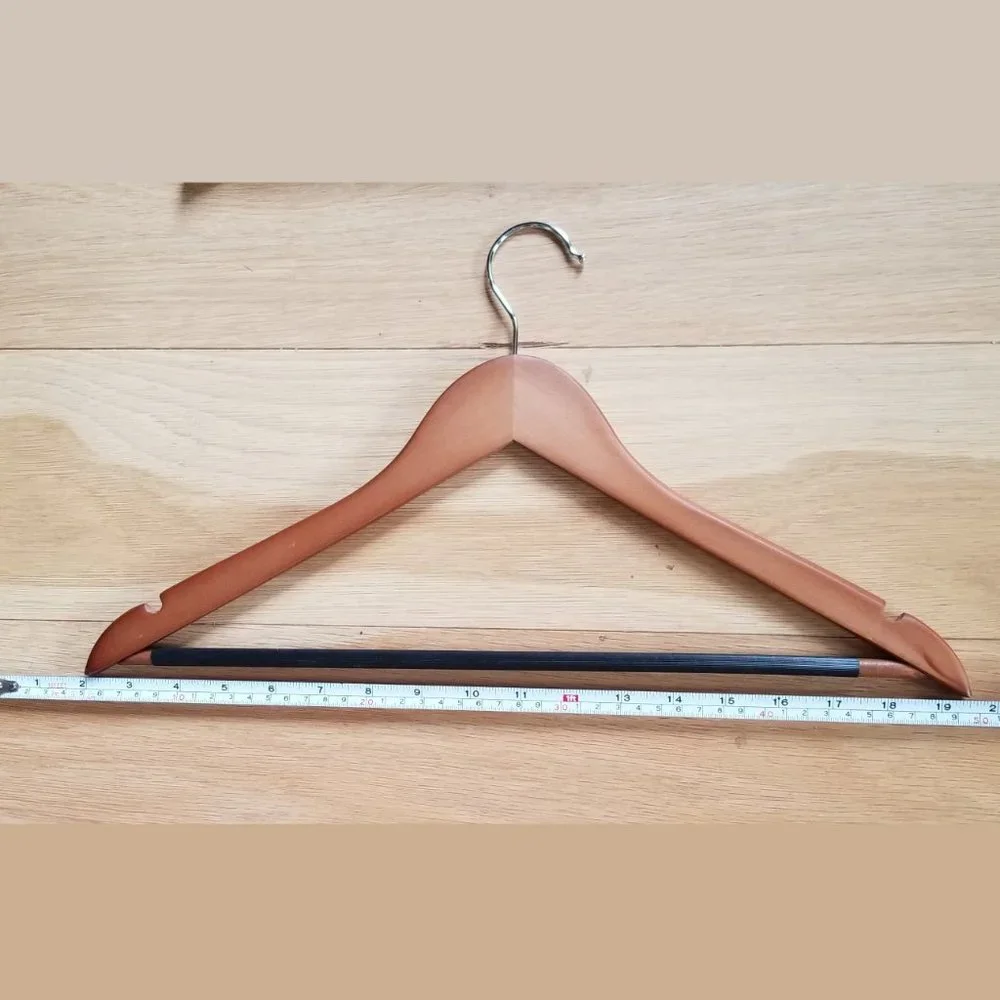Wood Suit Hangers with Non-slip Grooved Bar 6-Pack Cherry